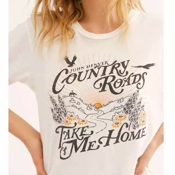 White John Denver Country Roads Relaxed Tee - Picture 2 of 5